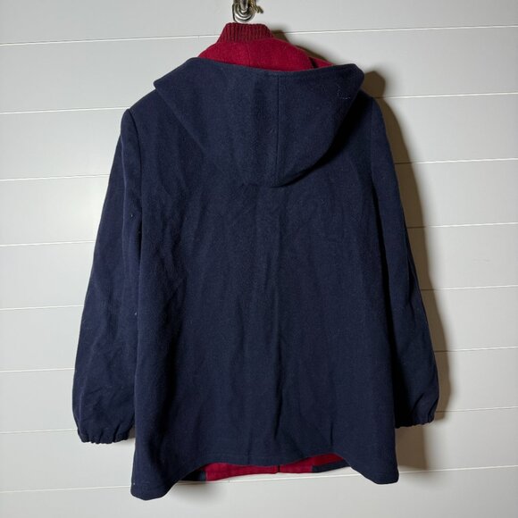 Vintage Authentic macKintosh Vest Wool Coat Navy with Red Leather Buttons Sz 14 - Picture 6 of 12